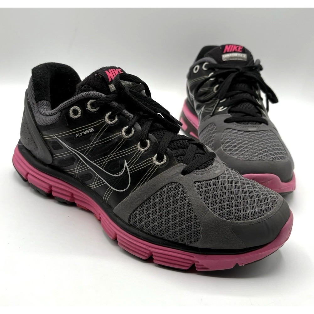 NIKE Lunar Glide 2 Sneaker Women's Size 8 Black Fuchsia Athletic Shoe